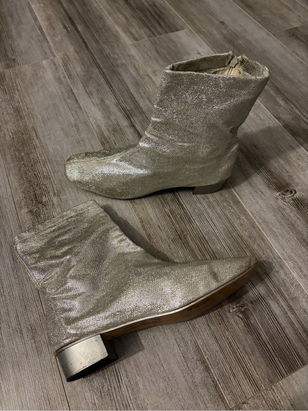 Vintage Tender Tootsies Silver Metallic Ankle Boots | Made in Canada | Mod Disco